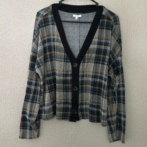 Women’s Maurice’s Plaid Lightweight Button Cardigan, XL